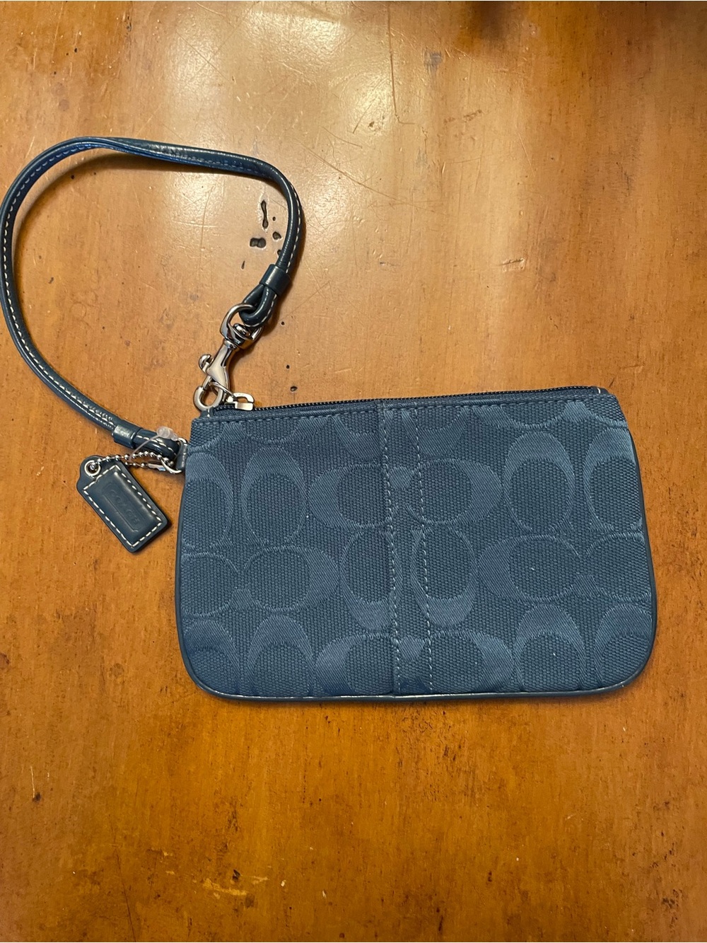 Coach Navy Signature Canvas Wristlet